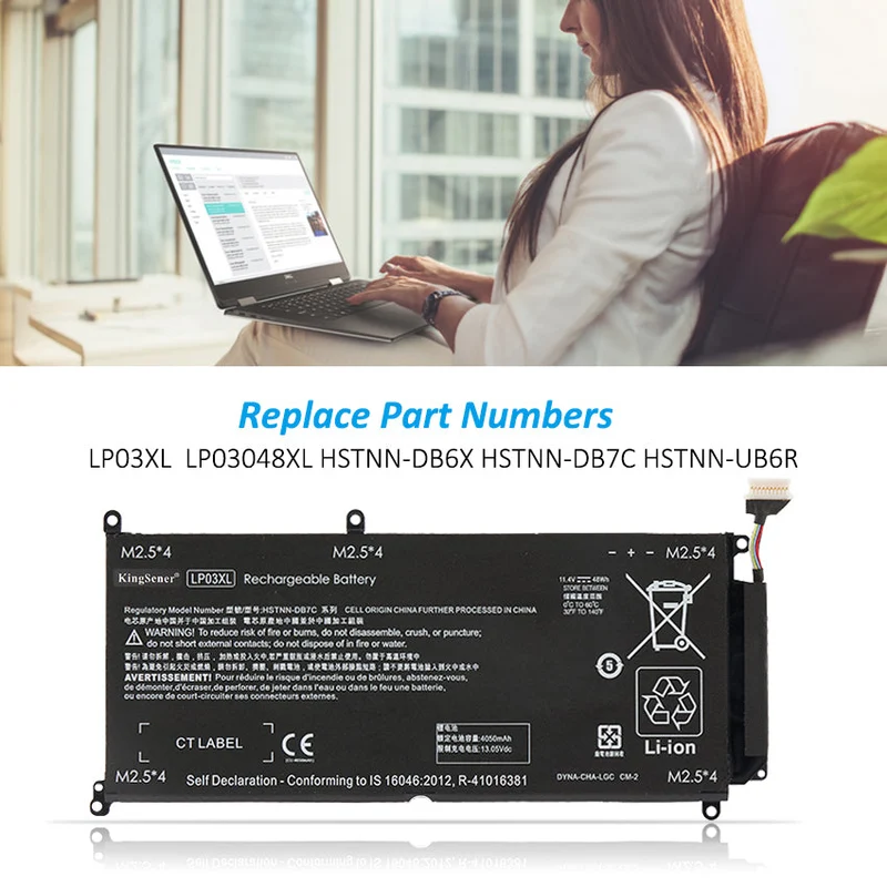 LP03XL Battery for HP Envy 14-J 15-AE M6-P 48Wh 11.4V