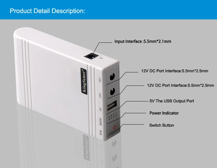 Mini Portable UPS 8800mAh 5V 12V DC Backup Power