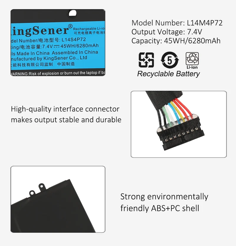 L14S4P72 L14M4P72 Laptop Battery for Lenovo Yoga 3 14 & Yoga 700 — 45Wh 7.4V