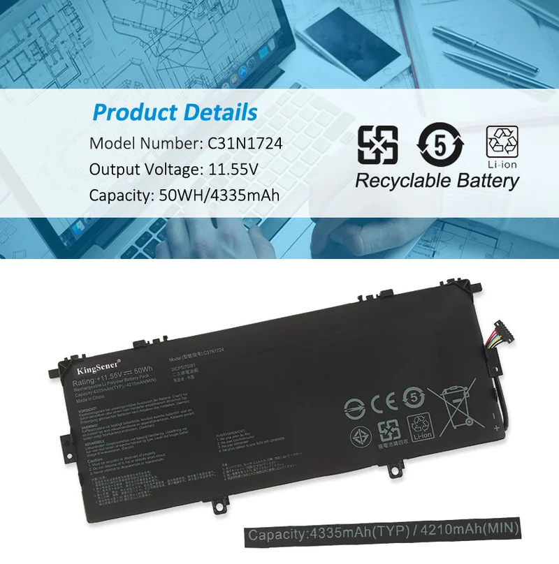 C31N1724 Laptop Battery for ASUS ZenBook 13 UX331F UX331UAL U3100FAL