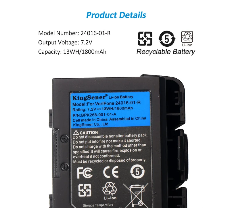 24016-01-R Battery for VeriFone VX670 VX675 VX680 POS 7.2V