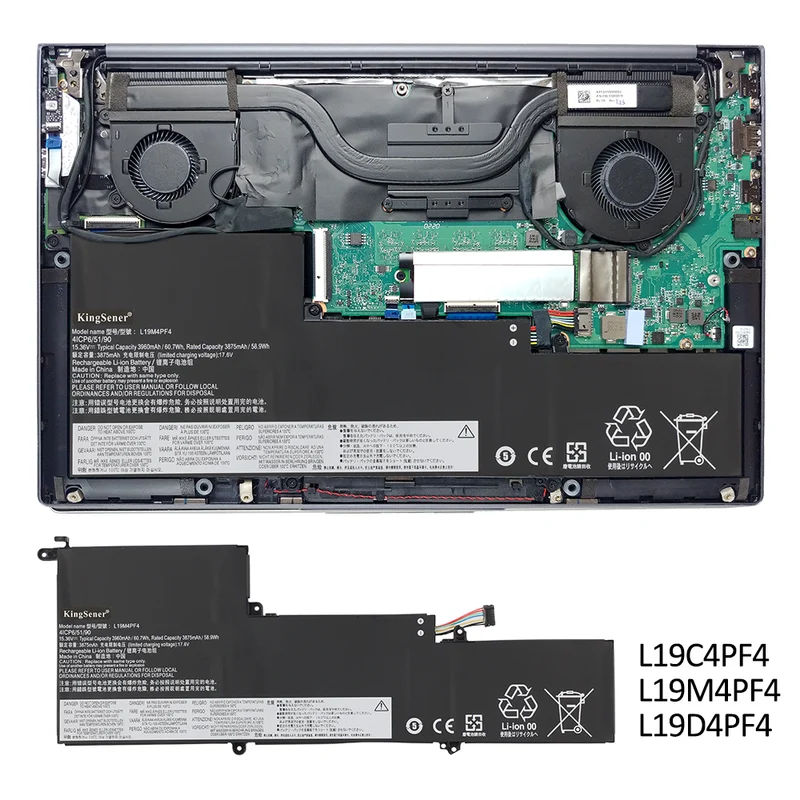 L19M4PF4 Battery for Lenovo Yoga Slim 7-14ARE 15.36V 60.37Wh