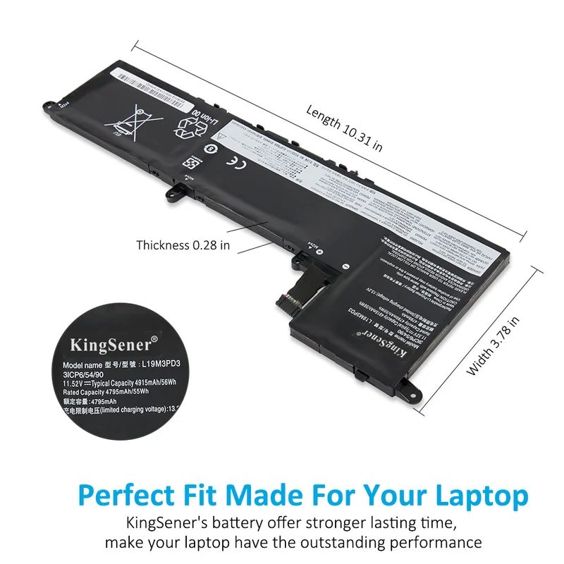L19M3PD3 Laptop For Lenovo Ideapad S540-13API 13IML 13ARE 13ITL 81XC 81XA L19L3PD3 L19D3PD3 5B10V27763 5B10W67413 SB10V27762 SB10W67179 11.52V 56Wh 4915mAh