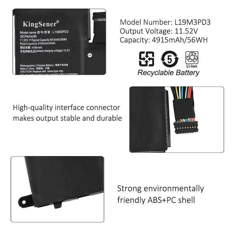 L19M3PD3 Laptop For Lenovo Ideapad S540-13API 13IML 13ARE 13ITL 81XC 81XA L19L3PD3 L19D3PD3 5B10V27763 5B10W67413 SB10V27762 SB10W67179 11.52V 56Wh 4915mAh