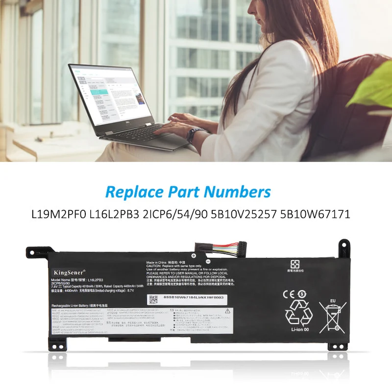 L19M2PF0 Laptop Battery For Lenovo Ideapad Slim 1-14AST-05 1-11AST-05 1-11ADA05 1-14ADA05 Series L16L2PB3 81VR 81VS 82GV 82GW 2ICP6/54/90 5B10V25257 5B10W67171