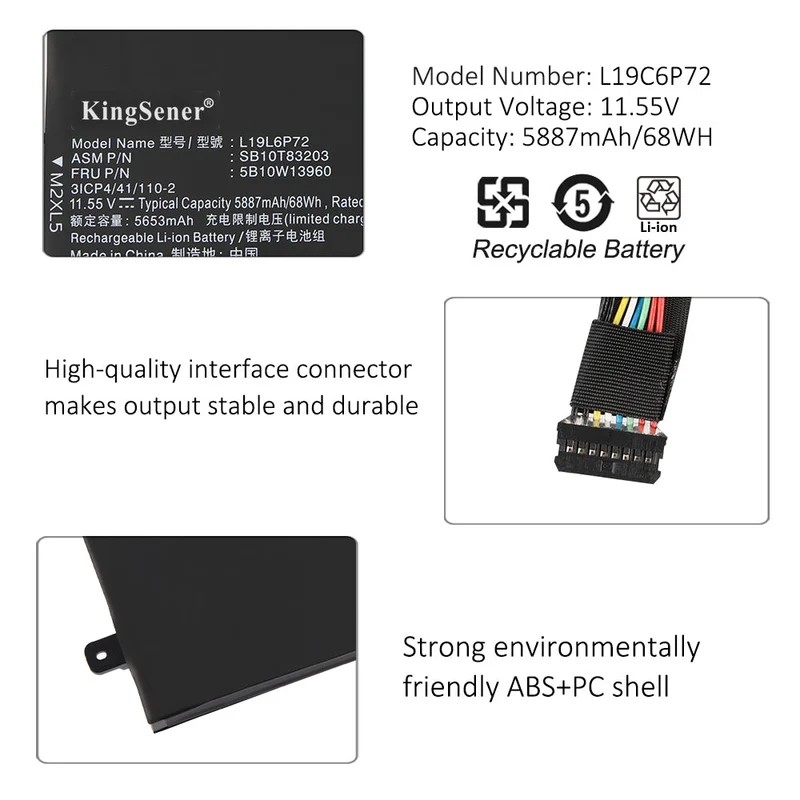 L19C6P72 Battery for Lenovo ThinkPad T15p P15v 68Wh