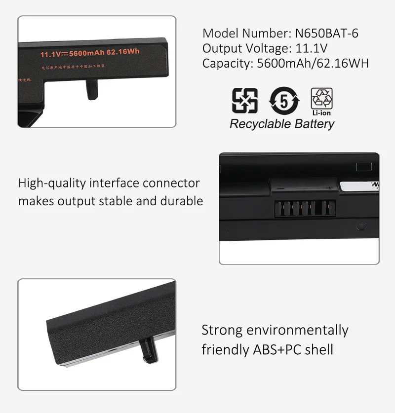 N650BAT-6 Laptop Battery 11.1V 48.84Wh For Clevo DD-Pro CW65L003 K660D-G6D1 CW65S07 DD II-8481S1N DD-KG81S1N DC-6481S1N CS65S04 TR G150S-F CW65S10 | KingSener