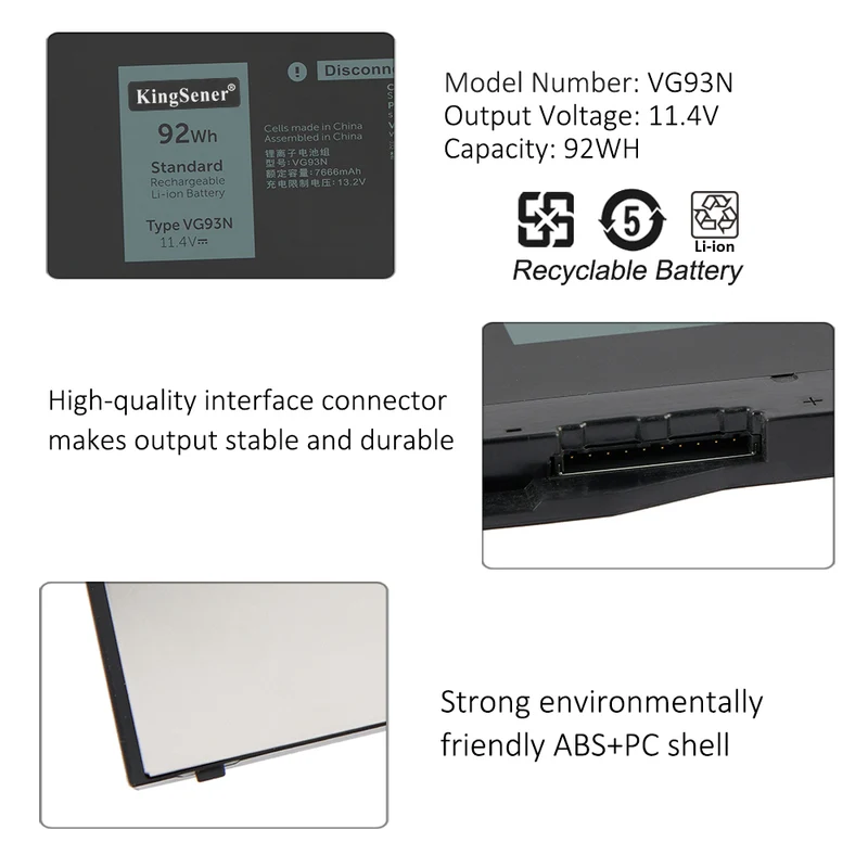 VG93N Battery for Dell Latitude 5480 5490 92Wh M.2