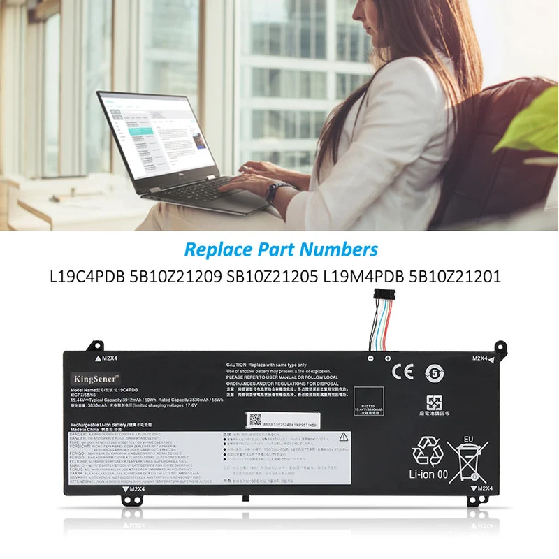 L19C4PDB Battery for Lenovo ThinkBook 14s Yoga ITL 60Wh