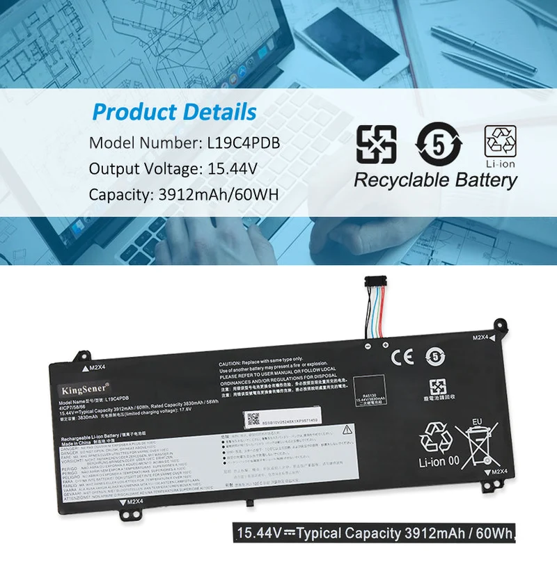 L19C4PDB Battery for Lenovo ThinkBook 14s Yoga ITL 60Wh
