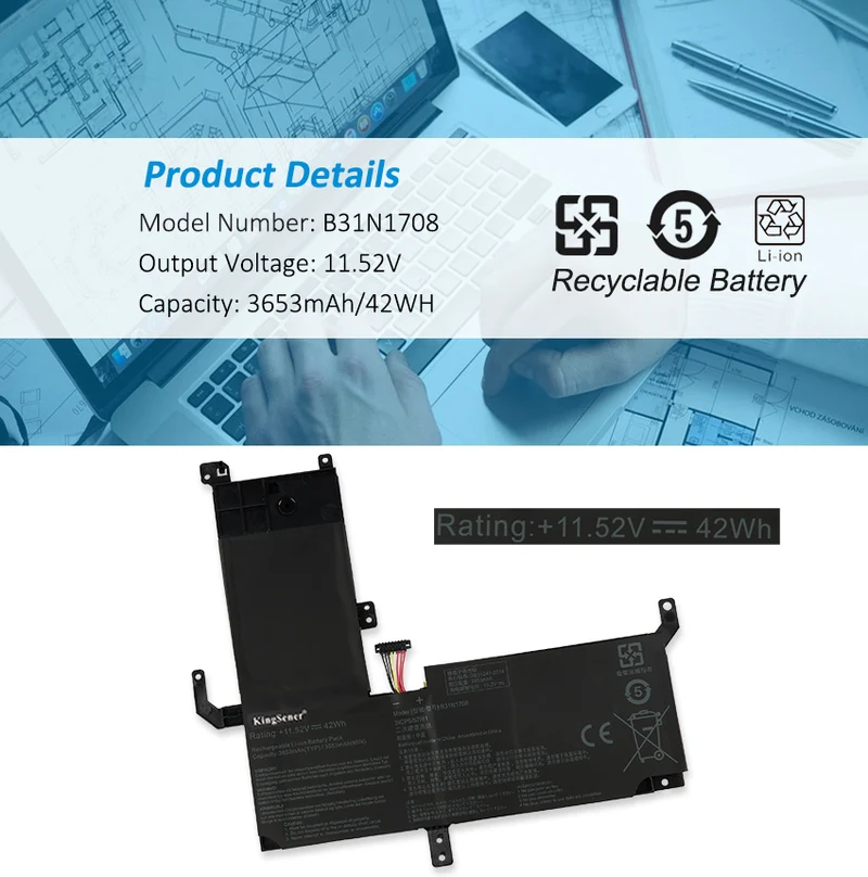 ASUS VivoBook Flip 15 TP510 TP510UA TP510UF Battery B31N1708