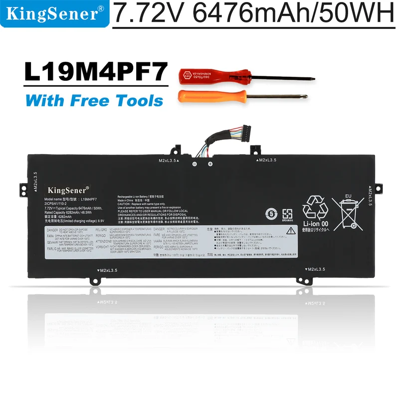 Replacement Battery L19M4PF7 for Lenovo Yoga Slim 7-13ITL05 / 13ACN05 (7.72V, 6476mAh, 50Wh)