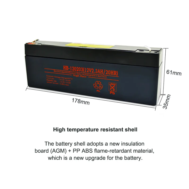 HB-120203 Lead-Acid Storage Battery 12V 2.3Ah for Audio Security UPS