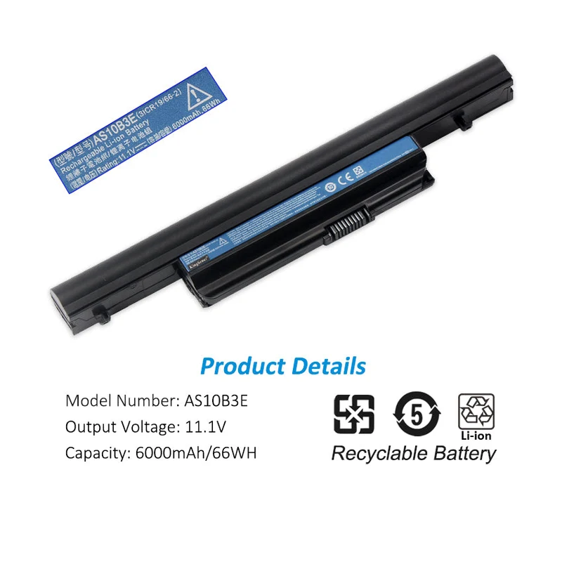AS10B3E Battery for Acer Aspire 3820T 4820T 5820T TimelineX 66Wh