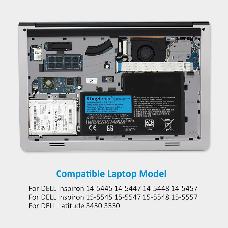 TRHFF Battery for Dell Inspiron 14-5445 5447 5448 43Wh