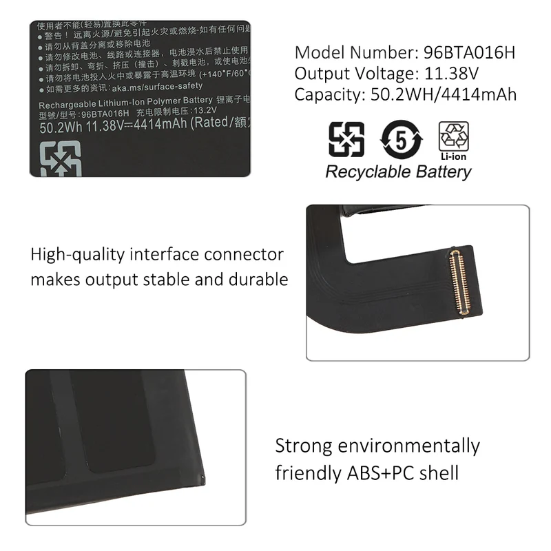 96BTA016H Battery for Microsoft Surface Pro 8 1982 1983 50.2Wh