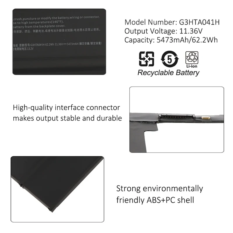 G3HTA041H Battery for Microsoft Surface Book 2 15-inch 1793 Keyboard 62.2Wh
