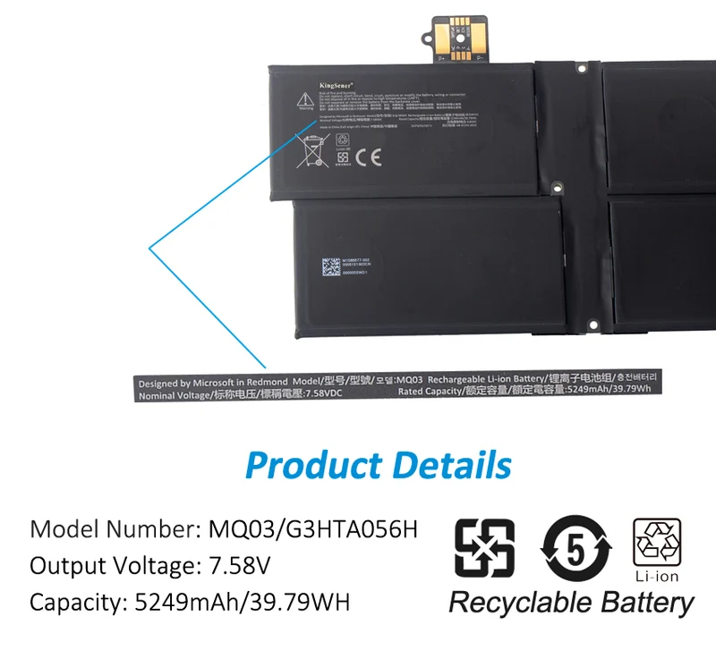 G3HTA056H MQ03 Battery for Microsoft Surface Pro X 13-inch 1876 39.79Wh