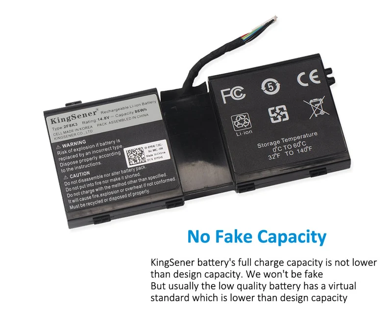 2F8K3 KJ2PX Battery for Dell Alienware 17 R1 18 R1 M17X-R5 — 14.8V 86Wh