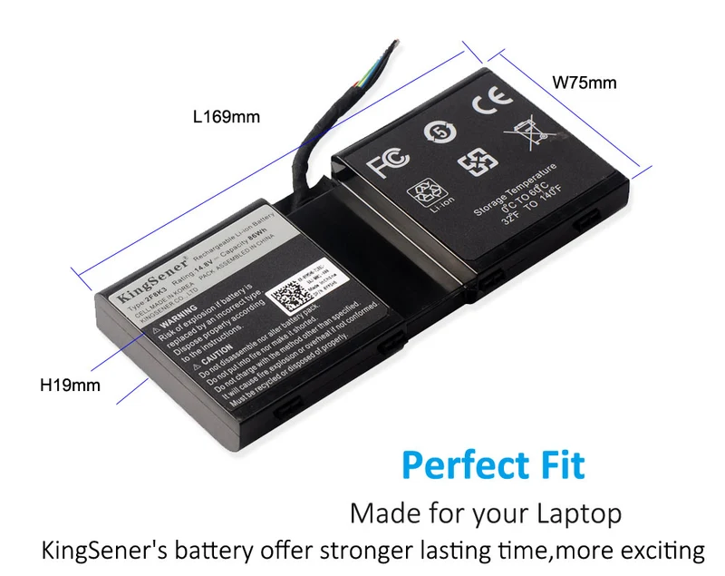 2F8K3 KJ2PX Battery for Dell Alienware 17 R1 18 R1 M17X-R5 — 14.8V 86Wh