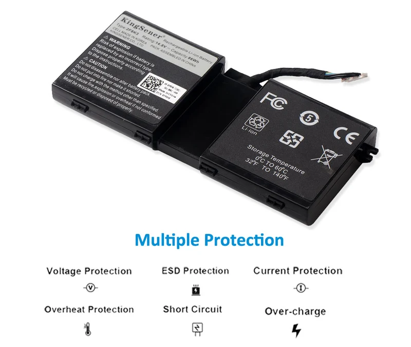 2F8K3 KJ2PX Battery for Dell Alienware 17 R1 18 R1 M17X-R5 — 14.8V 86Wh
