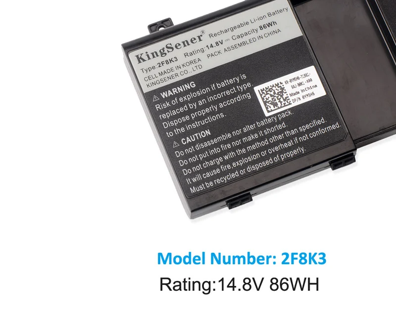 2F8K3 KJ2PX Battery for Dell Alienware 17 R1 18 R1 M17X-R5 — 14.8V 86Wh