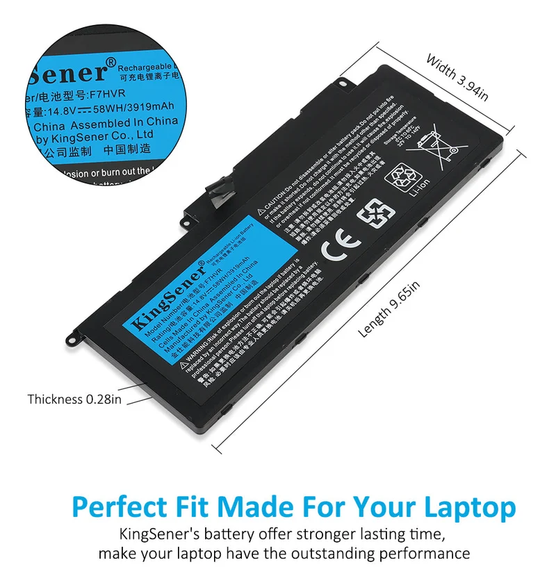 F7HVR Battery for Dell Inspiron 15 7537 17 7737 - 58Wh