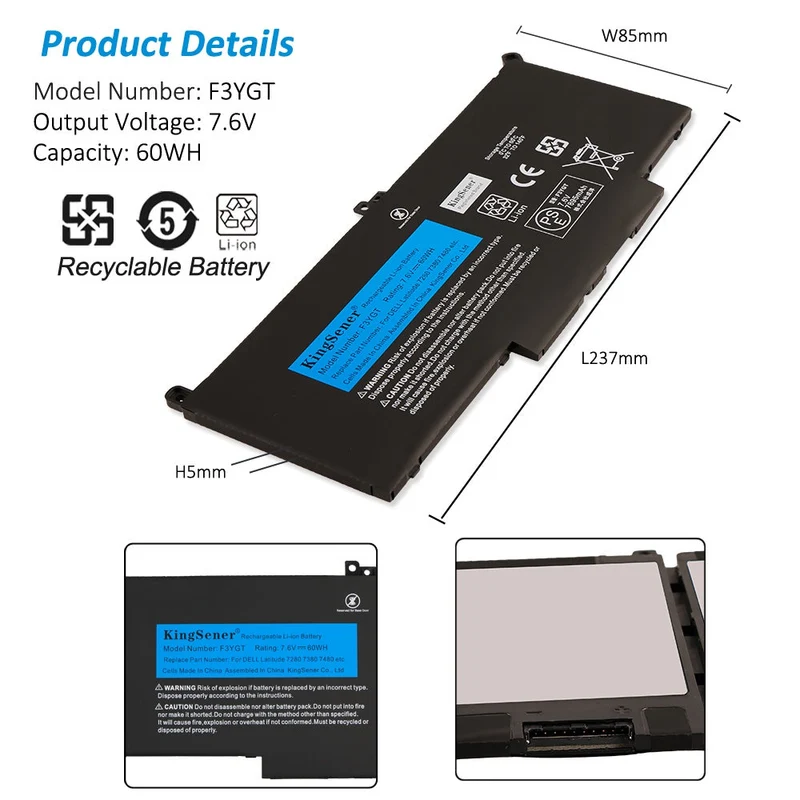 F3YGT 2X39G Laptop Battery For Dell Latitude 12 13 14 7280 7290 7380 7390 7480 7490 2X39G | JP Stock