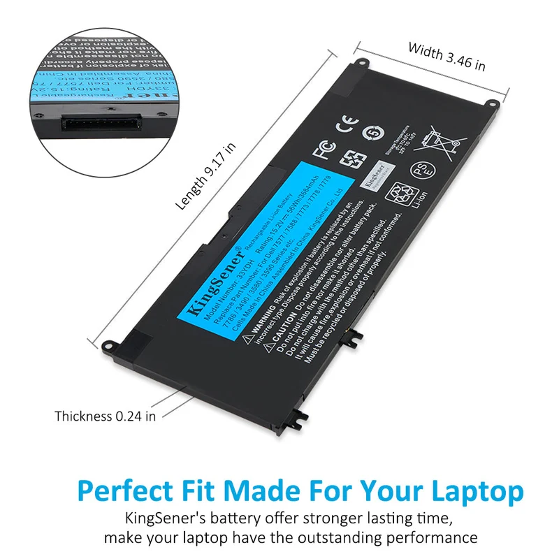 33YDH Battery for Dell Inspiron G3 G5 G7 Latitude Vostro — 15.2V 56Wh