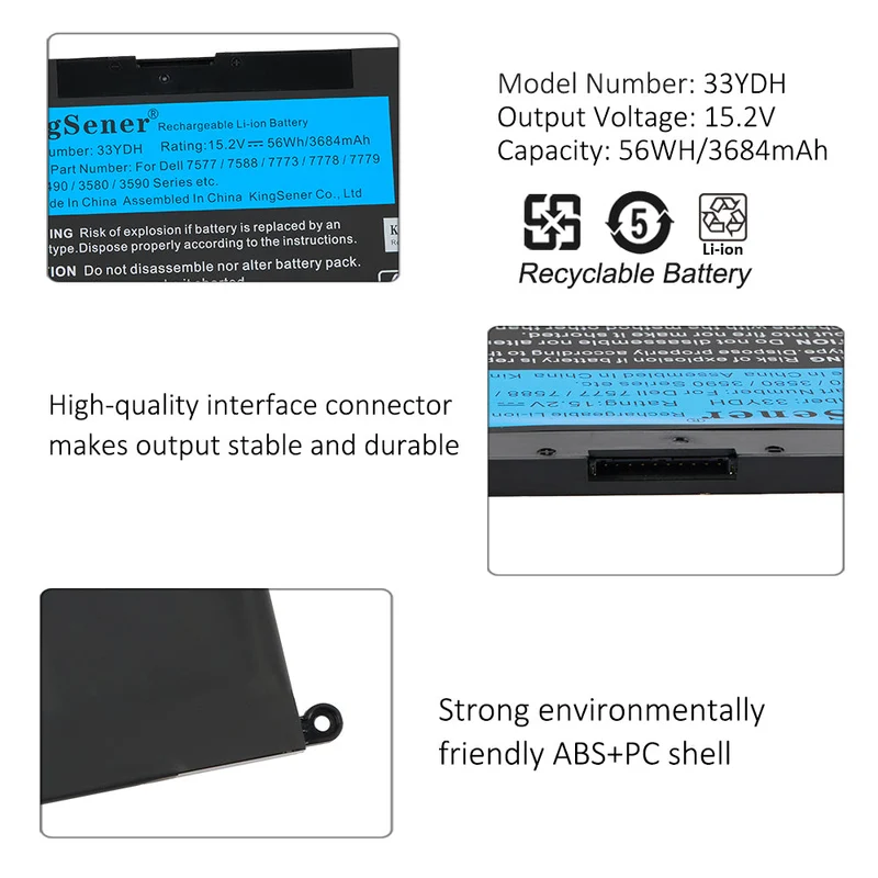 33YDH Battery for Dell Inspiron G3 G5 G7 Latitude Vostro — 15.2V 56Wh
