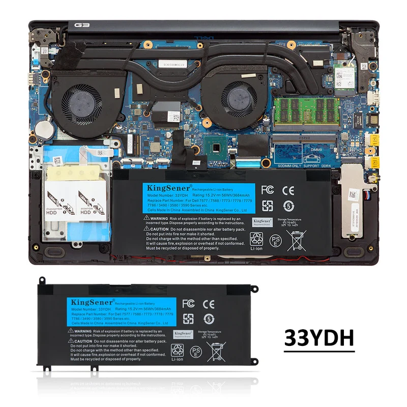 33YDH Battery for Dell Inspiron G3 G5 G7 Latitude Vostro — 15.2V 56Wh