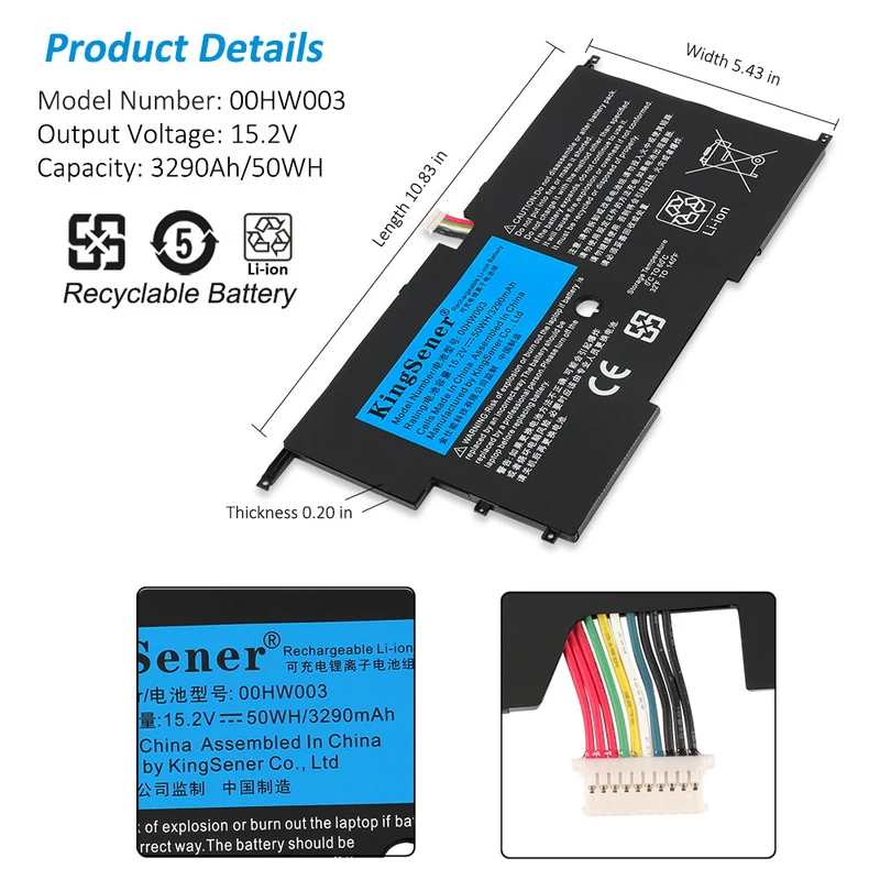 00HW003 45N1701 Battery for Lenovo ThinkPad X1 Carbon Gen 3 2015 50Wh