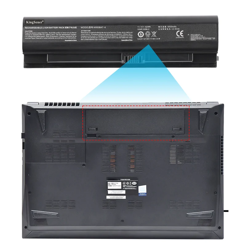 N950BAT-6 Laptop battery For Hasee ZX7-CP5G ZX7-CT5DA ZX8-CT5DA ZX8-CR5S1 TX7-CT5A1 TX8-CT5DH TX8-CT7DK GX9-CT5DK GX9-CT7DK DTX9-CU5DA TX9-CU5DK | KingSener