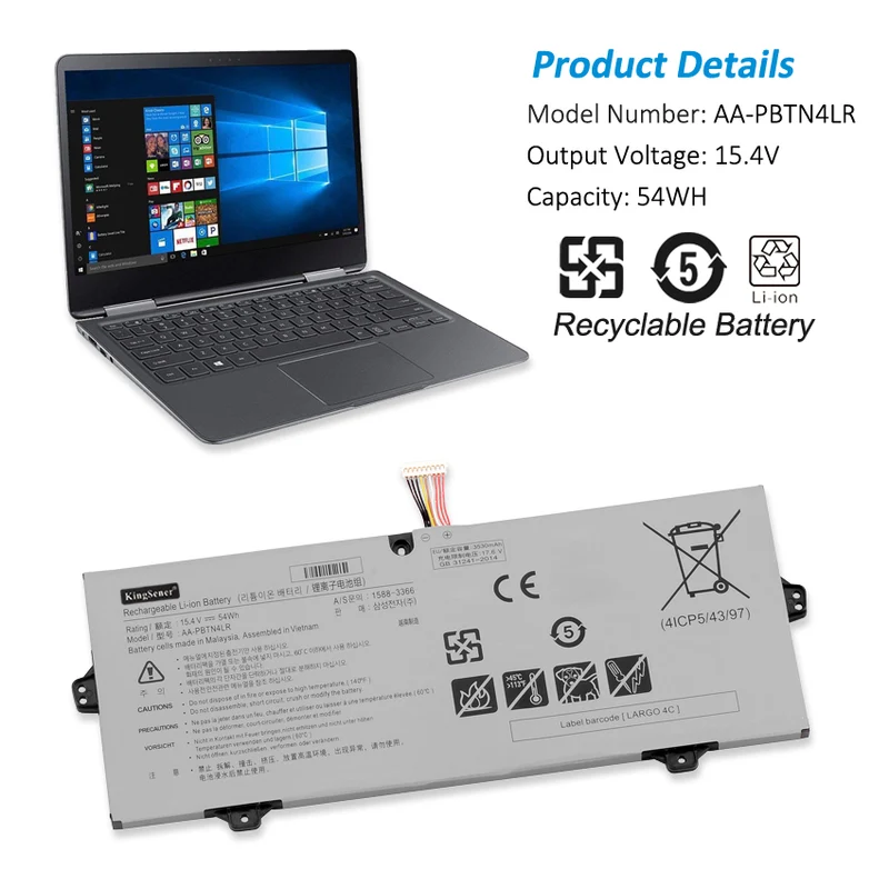 AA-PBTN4LR Laptop Battery For Samsung Notebook 9 Pro NP940X3M NP940X5M NP940X5N NP940X3M-K01US NP940X3M-K02US NP940X5M-X01US BA43-00386A