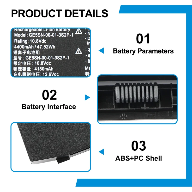 GE5SN-03-12-3S2P-0 Laptop Battery For MECHREVO X7TI X6TI-S X6Ti-M2 X6Ti-H X6Ti-E3 T1TI-781SN3 GE5SN-00-01-3S2P-1 GE5SN-00-12-3S2P-0 | KingSener