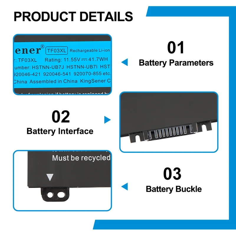 HP Pavilion 14-BF 14-BK series Laptop Battery TF03XL 11.55V 41.7Wh
