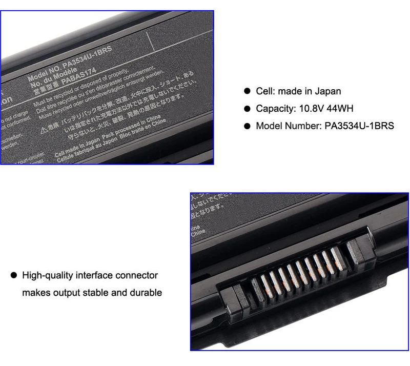 PA3534U-1BRS Battery for Toshiba Satellite A200 A210 A300 A350 L200 L300 L500 — 10.8V 44Wh