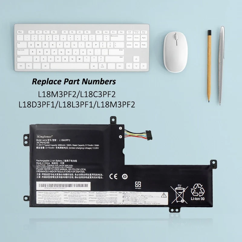 L18M3PF2 3280mAh/36WH Laptop Battery For Lenovo IdeaPad L340 L340-15API L340-15IWL V155-15API L18D3PF1 L18L3PF1 L18C3PF2 5B10T03402 | KingSener