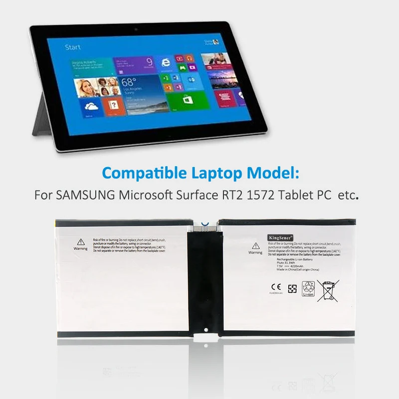 P21G2B 7.6V 4220mAh Tablet Batteries For Microsoft Surface RT 2 II RT2 1572 Tablet PC 31.3WH | KingSener