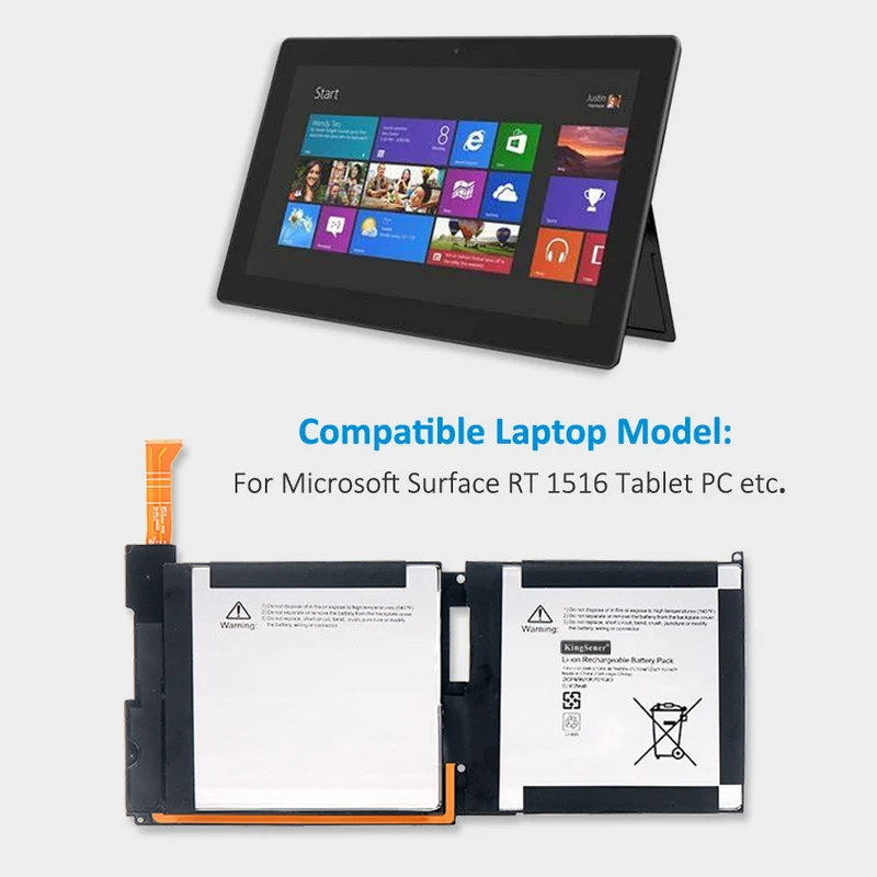 P21GK3 Tablet Batteries For Microsoft Surface RT 1516 Tablet PC 21CP4/106/96 7.4V 31.5WH | KingSener