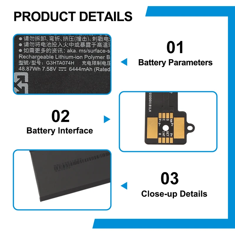 G3HTA074H 48.87WH/6444mAh Tablet Battery For Microsoft Surface Pro 7+ Plus 1960 GA3HTA025H G3HTA073H DYNH03 | KingSener