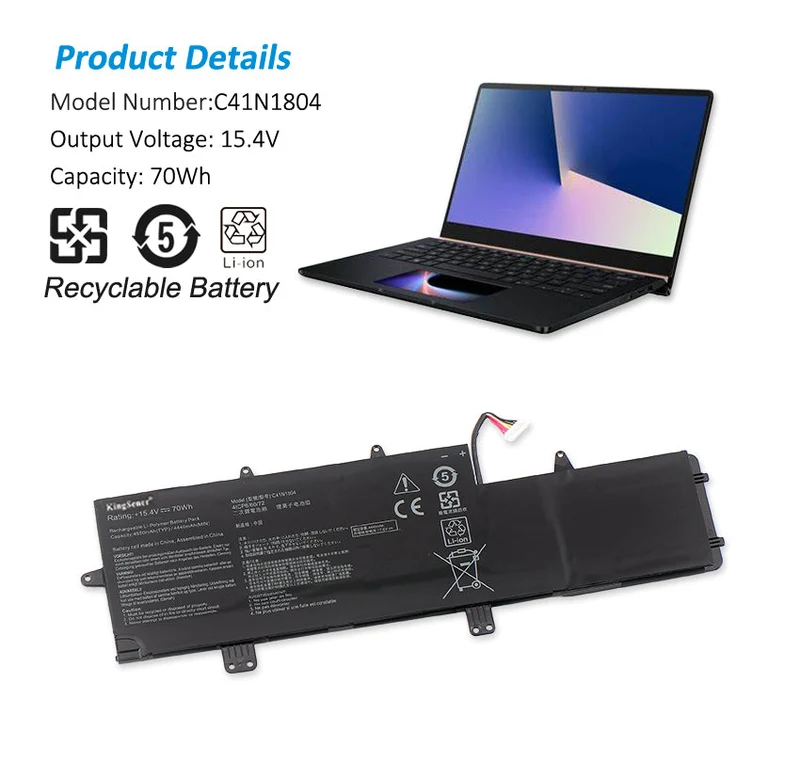 C41N1804 70WH Laptop Battery For Asus ZenBook Pro 14 UX450FDX UX450FD UX480 UX480FD UX450FDX-1A UX450FDX | KingSener