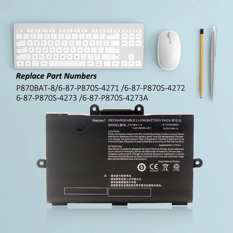 P870BAT-8 Laptop Battery for CLEVO P870TM-G P870DM3-G P775DM3 P870DM2 P870TM1-G P870KM P870KM1-G P870DM2-G P870KM-GS P870DM3 Series | KingSener