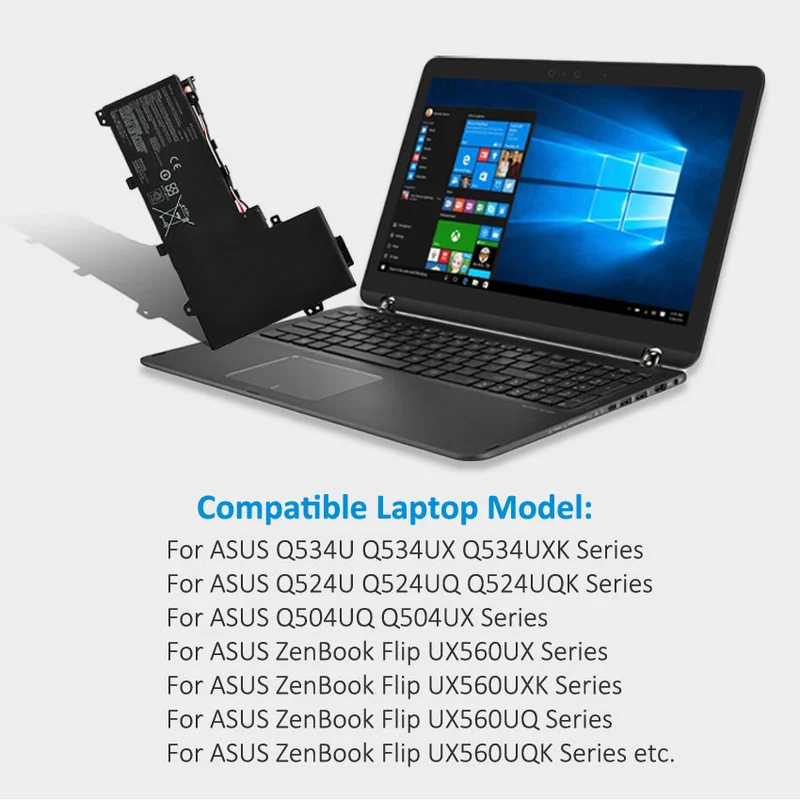 C41N1533 52Wh Laptop Battery Replacement for Asus Q524U Q534U Q524UQ Q524UQK Q534UX Q534UXK Q504UQ Q504UX ZenBook Flip UX560UQ UX560UX UX560UXK UX560UQK 4ICP3/63/120 | KingSener