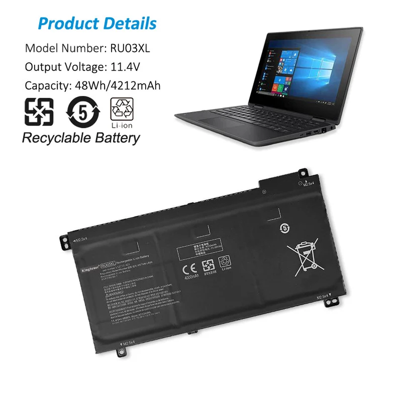 RU03XL Laptop Battery For HP ProBook X360 11 G3 G4 G5 G6 440 G1 Series HSTNN-LB8K HSTNN-UB7P HSTNN-IB8P L12717-171 L12791-855 RU03048XL 11.4V 48Wh | KingSener