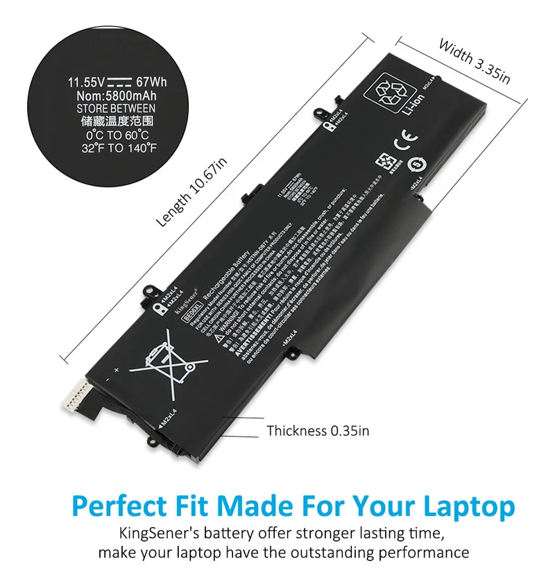 BE06XL Battery for HP EliteBook 1040 G4 Folio 14 — 11.55V 67Wh 5800mAh