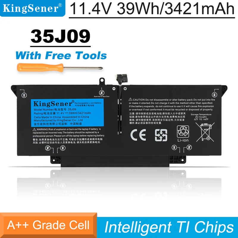 35J09 Laptop Battery Replacement For Dell Latitude 7310 7410 Series Notebook JHT2H 0YJ9RP 009YYF 07CXN6 04V5X2 0HRGYV 11.4V 3255mAh/39Wh | KingSener