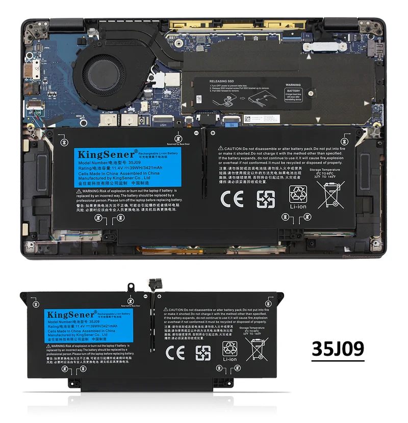35J09 Laptop Battery Replacement For Dell Latitude 7310 7410 Series Notebook JHT2H 0YJ9RP 009YYF 07CXN6 04V5X2 0HRGYV 11.4V 3255mAh/39Wh | KingSener