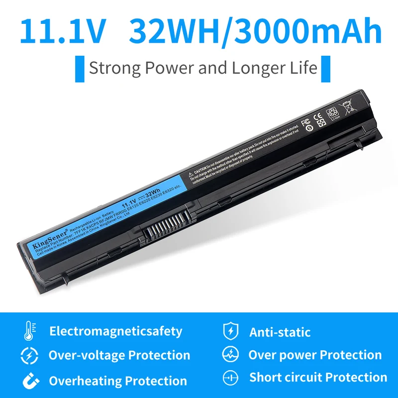 7FF1K 11.1V 32WH Laptop Battery Replacement For DELL e6320 e6330 e6220 e6230 e6120 frr0g kj321 k4cp5 j79x4 p7vrh rfjmw | KingSener