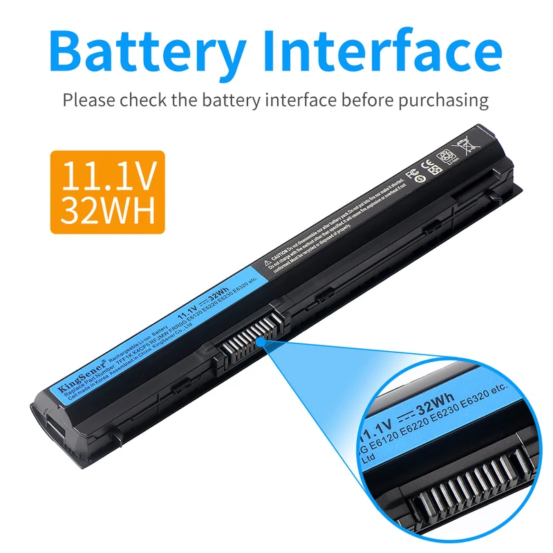 7FF1K 11.1V 32WH Laptop Battery Replacement For DELL e6320 e6330 e6220 e6230 e6120 frr0g kj321 k4cp5 j79x4 p7vrh rfjmw | KingSener